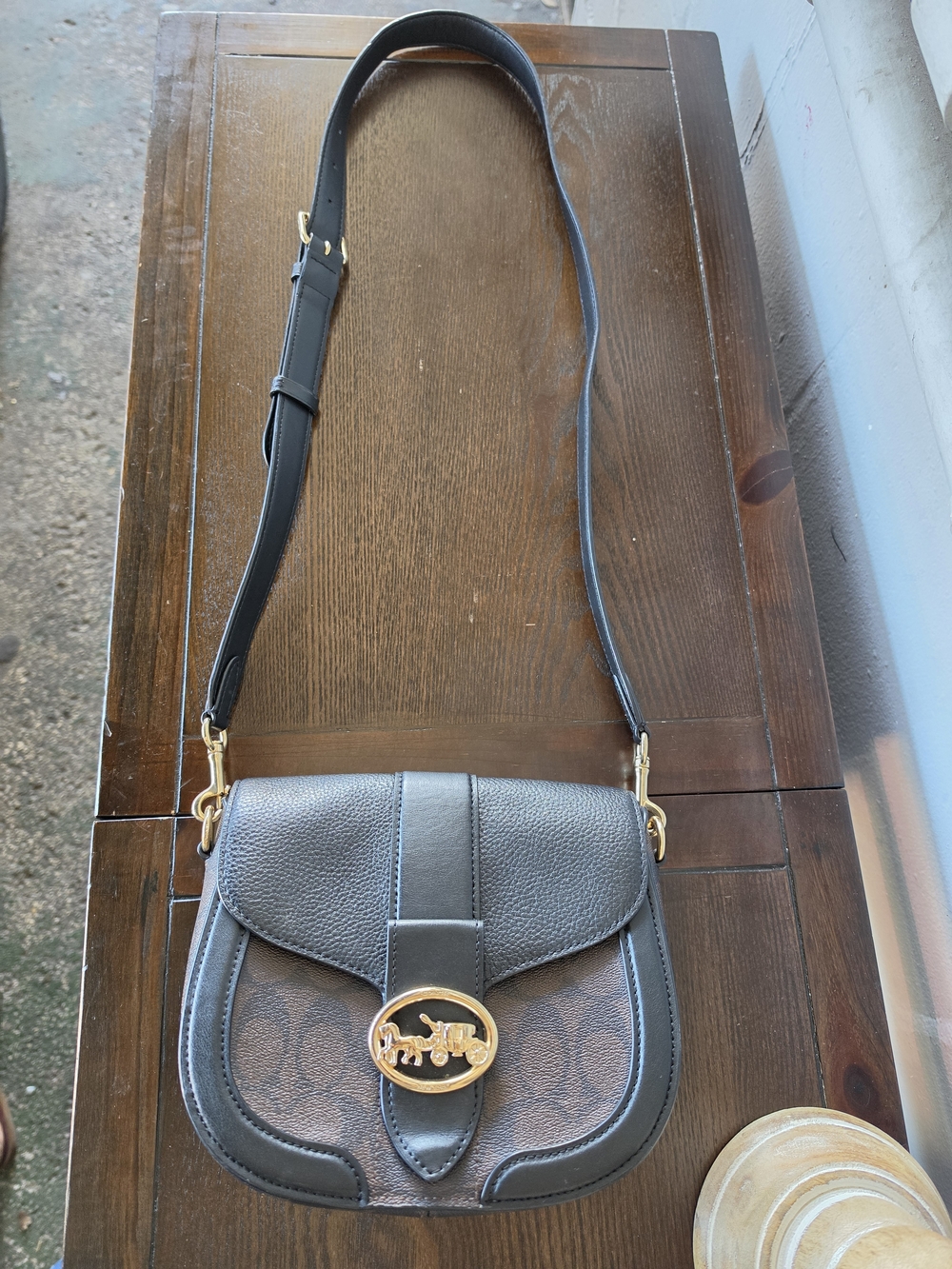 Coach Signature Small Saddle Crossbody Bag in Brown/Black